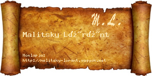 Malitsky Lóránt névjegykártya